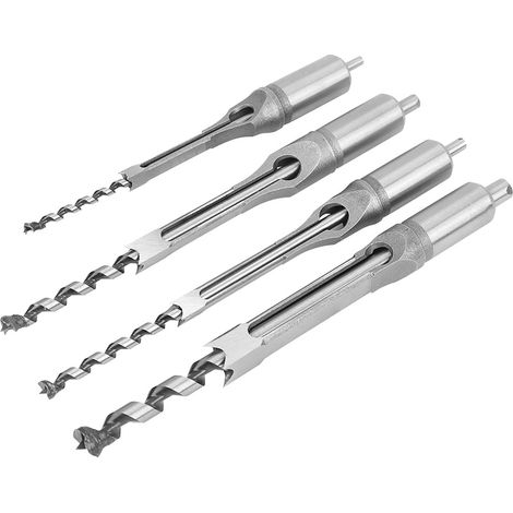4 pièces Mèches à Mortaiser Carrées 1/4 5/16 3/8 1/2 pour Bois, Outils de Forage Manuel (1/5)