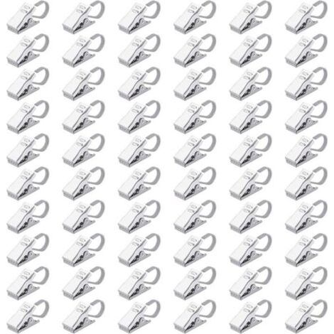 (Argenté)Pinces Rideaux Clips en Acier Inoxydable Crochets Rideau pour Anneaux Rideau Douche Partie Lumineuse Maison Décoration 60 Pièces (1/5)