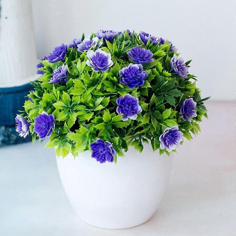 Plantes artificielles en boule, décoration intérieure et extérieure pour bureau, maison ou jardin, en pot rétrobleu (1/5)