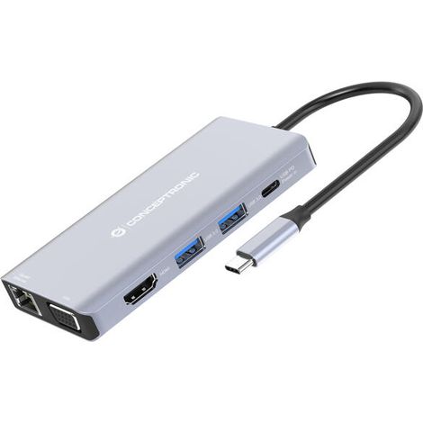 Hub USB Conceptronic 110519307101 Gris Multicolor 100 W (1/4)