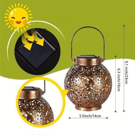 Lampes Solaires Suspendues ou Appliques Extérieures – Style Lanternes avec Poignée pour Jardin, Patio et Décoration Festive (1/5)