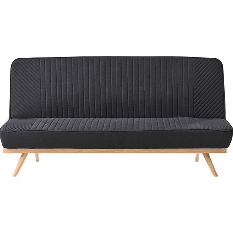 Sofa Bed 2 Seater KALFAFEL Fabric Black (1/5)