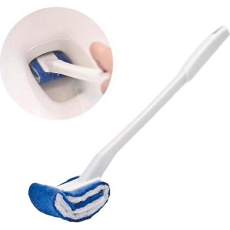 Brosse de toilette ménagère avec manche en plastique, blanche, capacité de nettoyage à 360 degrés. (1/3)