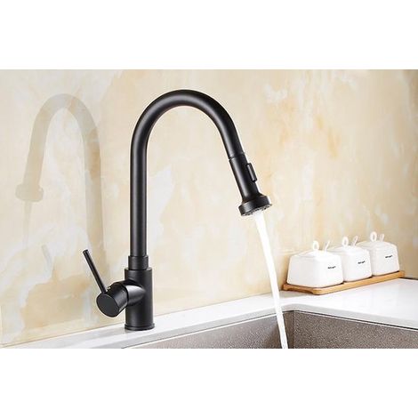 Robinet de cuisine noir mat – Modèle 8665A – Acier inoxydable 304 – Hauteur 40 cm – Design contemporain (1/5)