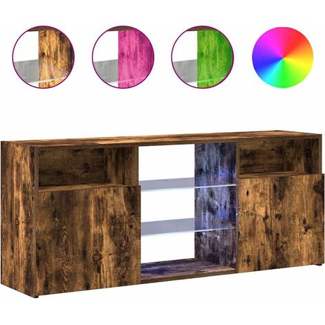 vidaXL Mueble de TV con luces LED roble ahumado 120x30x50 cm (1/2)
