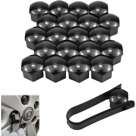 Lntyq Cache Ecrou 17 mm, 20 Pièces 17mm Boulon Ecrou Couvre, Capuchons Protection Hexagonal pour écrous De Roue, Cache Boulon Universels 17mm(Gris)