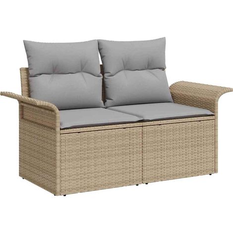 Maison Exclusive - Gartensofa-set 5 pcs Beige und Hellgrau Poly-R