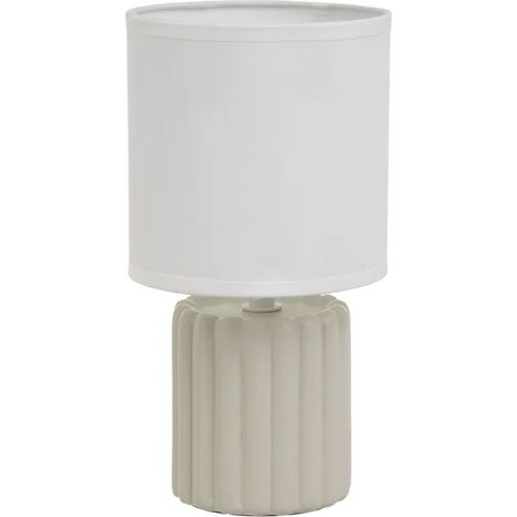 Lampada da terra con base in ceramica, color tortora, 24 cm.
