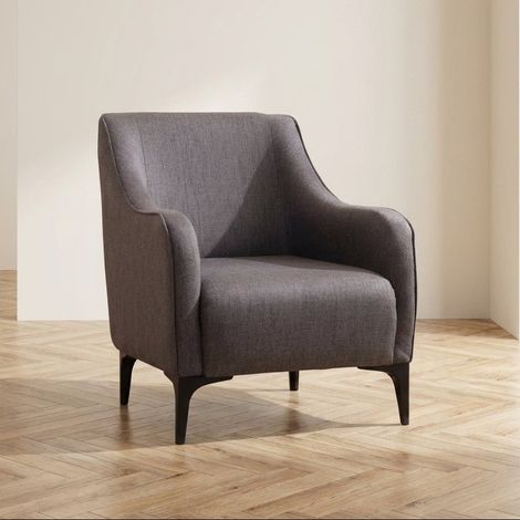 Modern Ländlicher Sessel aus dunkelgrauem Stoff Belissimo