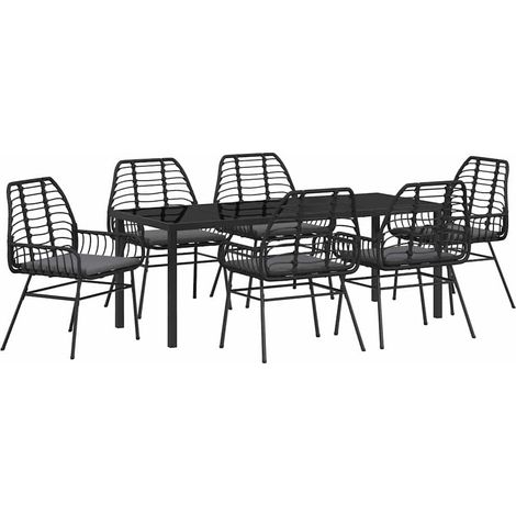 Maison Exclusive - Set da Pranzo per Giardino 7 pcs Nero polyrattan