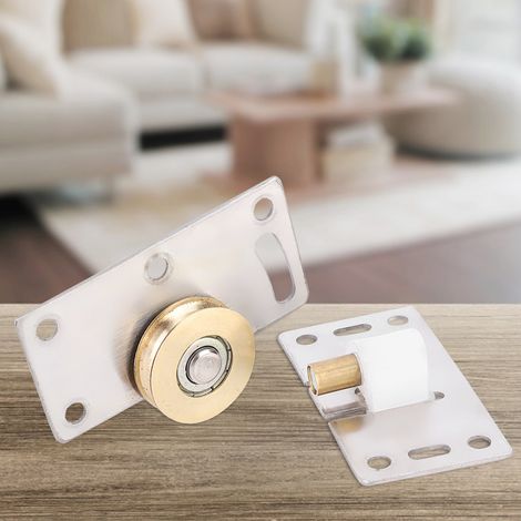 Lot de 2 roulettes pour porte coulissante de placard en bois, roulement en acier inoxydable, poulie à galet (1/5)