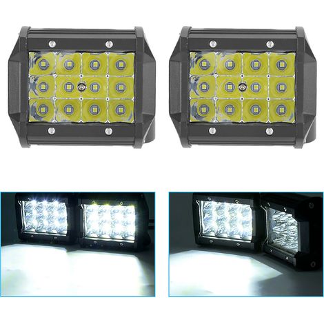 36-W-LED-Universal-Scheinwerfer, 4-reihig, 10 cm, Paar Arbeitsscheinwerfer für Auto, LKW, Fernlichtbalken, Fahrzeugumbau (1/5)