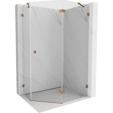 Mexen Lunar Fünfeck-Duschkabine, rechts öffnend, 90 x 80 cm, transparent, Roségold - 831-090P-080L-60-00-P (1/5)