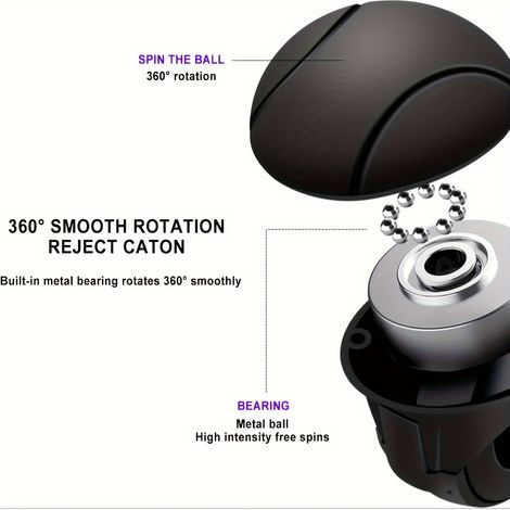 Boule d'assistance pour Volant de Voiture Rotation 360° Manette de Volant Spinner Accessoires pour Voitures, Camions, SUV (Noir) (1/4)