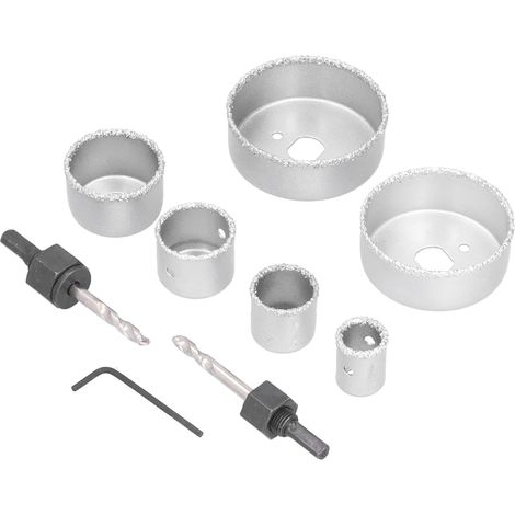 Kit de perçage de 9 forets cloches de 22 à 73 mm pour carrelage, porcelaine et brique. (1/5)