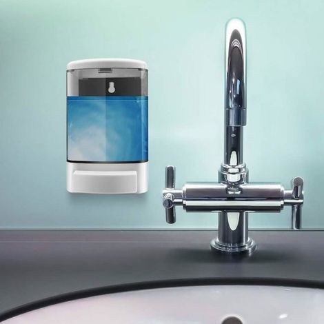 Distributeur mural de savon 1L en plastique : pompe à shampoing, gel douche et revitalisant pour salle de bain ou cuisine (1/5)