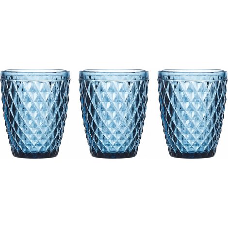 Set 3 Bicchieri Acqua Vino in Vetro Tognana Diamond Azzurro 260 cc (1/4)