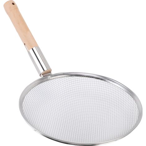 Écumoire en acier inoxydable avec passoire à mailles fines et manche en bois, multifonctionnelle pour la cuisine domestique, 30 cm / 11,8 pouces. (1/5)