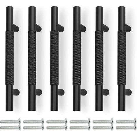 Ensemble de 6 poignées de tiroir noires de 150 mm de diamètre, entraxe de 96 mm. (1/5)