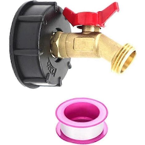 Adaptateur pour conteneur IBC de 275 à 330 gallons, raccords pour conteneur IBC, filetage grossier S60 x 6 + vanne pour tuyau d'arrosage (1/5)