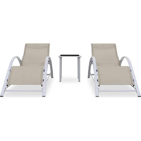 Maison Exclusive - Sonnenliegen 2 Stk. mit Tisch Aluminium Cremew (1/5)