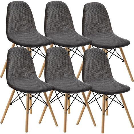 Housses de chaise jacquard extensibles, lot de 6, anthracite, lavables (1/5)
