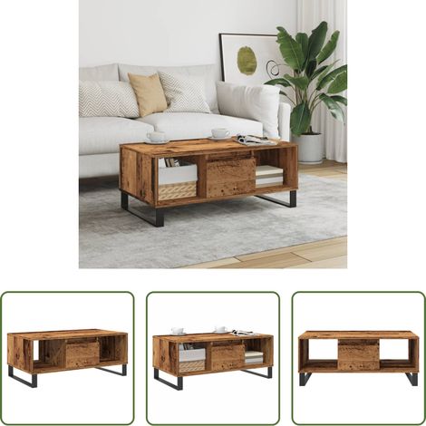 vidaXL Mesa de centro madera de ingeniería envejecida 90x50x36,5 cm (1/5)