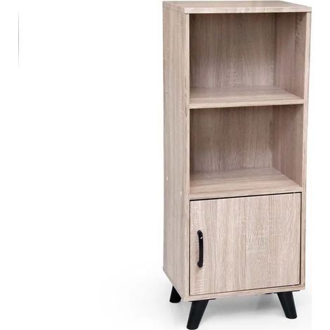 Mueble Aura 40 x 30 x 97 cm en roble natural con dos estantes y un vano cerrado