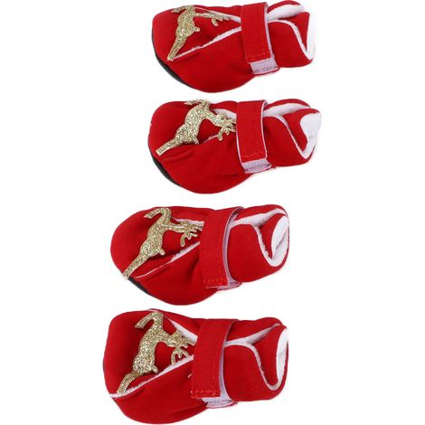 Lot de 4 paires de chaussures chaudes et confortables pour chien, idéales pour Noël et l'hiver, pour chiens de petite et moyenne taille (M). (1/5)