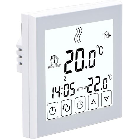 Thermostat d'Ambiance 230V 3A pour Chauffage au Sol Hydraulique Sortie Alimentée NC/NO (230V) Compatible Boîte d'Encastrement 60mm Programmation Hebdomadaire [Non Compatible avec Chaudière] (1/5)