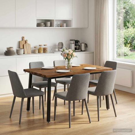 vidaXL 110 x 55 x 75 cm Bois d'Acacia Massif Naturel et noir (1/5)