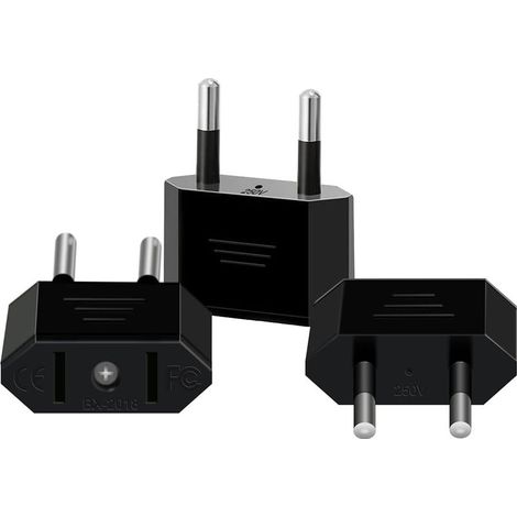 【3 pièces】 Adaptateur Prise USA vers France,Adaptateur Prise USA France,Prise USA vers 2 Broches Euro France, Allemagne, Espagne,Adaptateur USA vers France pour appareils avec Alimentation US (1/5)