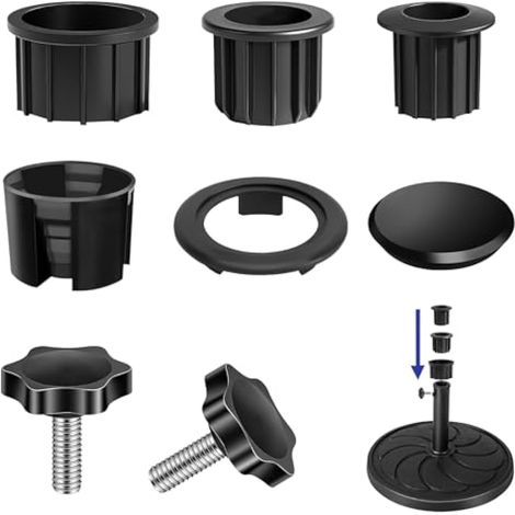 7 Pièces Accessoires pour Pied de Parasol – Manchon d’Orifice, Vis et Bouchons pour Support de Parasol Jardin et Patio (1/5)