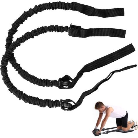 1 Paire de Roue abdominale à tirer avec corde de traction pour roue de musculation auxiliaire, Bandes de Résistance pour abdominaux équipement de Minceur pour Exercices de Gym, sans Roue, Gris (1/5)