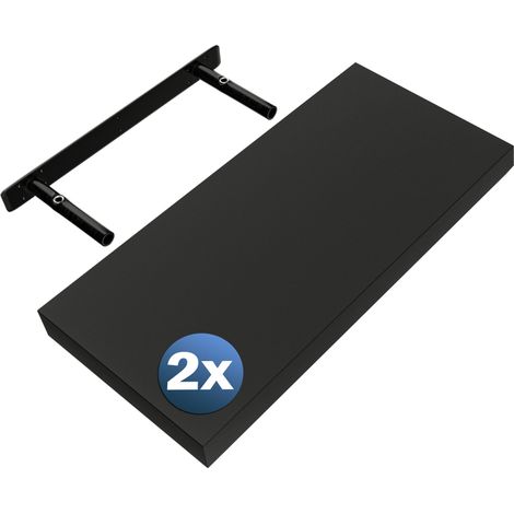CASARIA® Floating Shelves Including Bracket  Wall Shelving Living Room Kitchen Bedroom Office  38mm Thick  Hidden Wall Fixing  15kg Capacity MDF  50cm (de), Set of 2 Matt Black