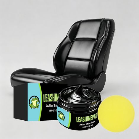 Crème d'entretien pour le cuir des sièges de voiture : soin doux, nettoyage et détachage - Crème d'entretien pratique pour le cuir 100 g1, éponge1 (1/5)
