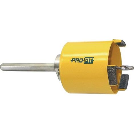 Scie-cloche pour béton léger sec D.133mm, profondeur de coupe 65mm, mandrin HSS, clic & percer (1/4)