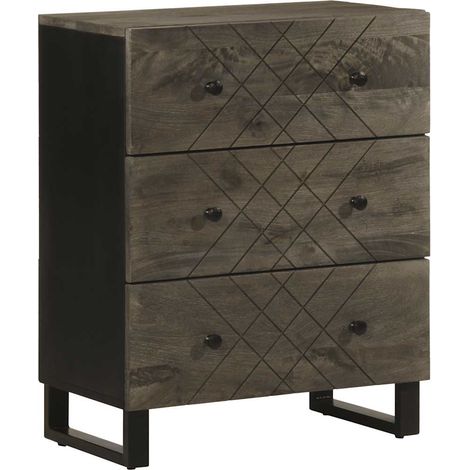 Aparador negro 60x33x75 cm madera maciza mango
