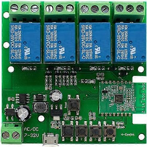 Module de commutation intelligent à 4 canaux, relais 7-32 V 10 A, télécommande sans fil Wi-Fi, minuterie de verrouillage automatique, contrôleur via application Ewelink (1/5)