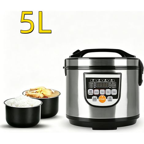 Cuiseur à riz, cuiseur à riz électrique 5L, cuiseur riz 700 W avec Affichage LED, maintien chaud pour cuisson du riz, vapeur, lente (1/5)