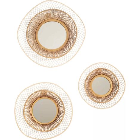 Lot de 3 miroirs en métal forme organique 31 cm