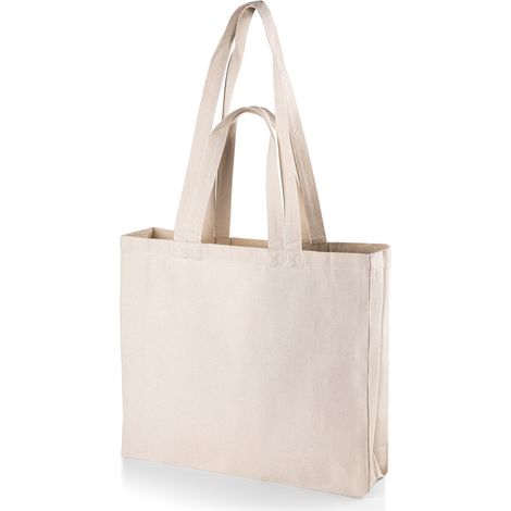 Borsa shopper in cotone ECO 340G Fondo e lati Due manici ecru (1/3)