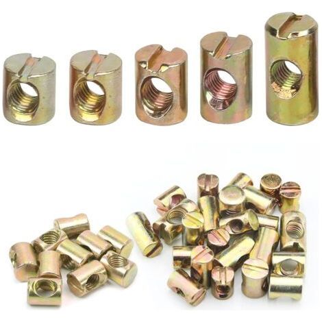 Lot de 50 boulons transversaux M6 en acier au carbone Écrous cylindriques 11 mm, 12 mm, 13 mm, 15 mm, 20 mm, pour lits d'enfants, chaises, lits de meubles (1/5)