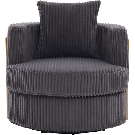 Sillón giratorio 360° de borreguito gris, 2 unidades, con reposabrazos acolchados y almacenaje (1/5)