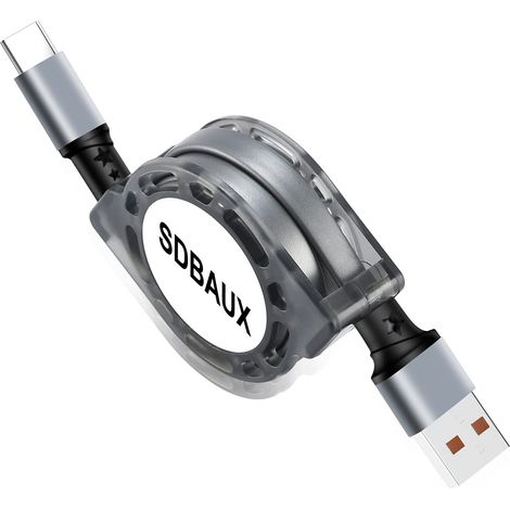 Câble USB C Charge Rapide 1M, QC 3.0(3A)USB A vers Type C Rétractable Câble de Chargeur CarPlay, pour Série iPhone 17/16/15, iPad Air/Pro, Samsung Galaxy S26/S25, LG, Sony, Huawei, Moto, Switch (1/5)