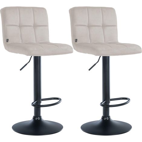 Set di 2 sgabelli da bar in velluto Perù crema nero