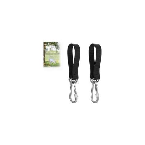 Lot de 2 sangles en nylon indéchirable pour hamac, balançoire, fauteuil suspendu, balançoire intérieure, 30 cm, suspension de balançoire avec anneaux en D épais noir
