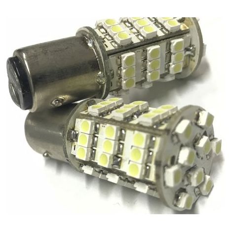 Coppia 2 Lampade Led BAY15D 1157 P21/5W Con 54 Smd 3528 Bianco Freddo 6000K 12V 2W