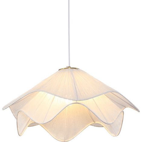 Suspension LED en Tissu Blanc 40 cm Style Scandinave – Lustre en Forme de Fleur à Lumière Chaude pour Salon, Chambre, Salle à Manger et Restaurant (1/5)