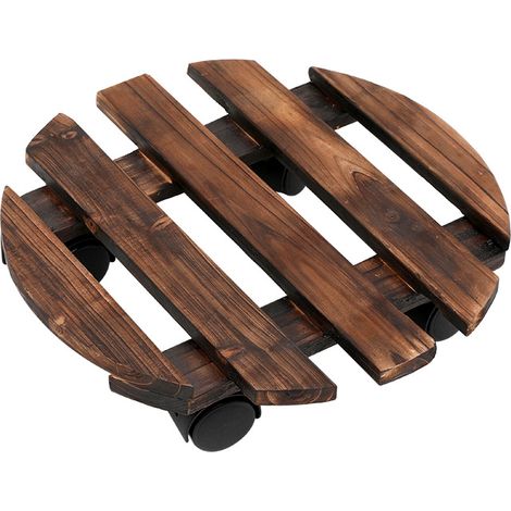 Pflanzenständer auf Rollen, Blumentopfständer auf Rollen, Pflanzenständer für den Außenbereich, Pflanzentablett auf Rollen, Blumentopfsockel aus Massivholz auf Rollen, Tragfähigkeit 80 kg (1/5)